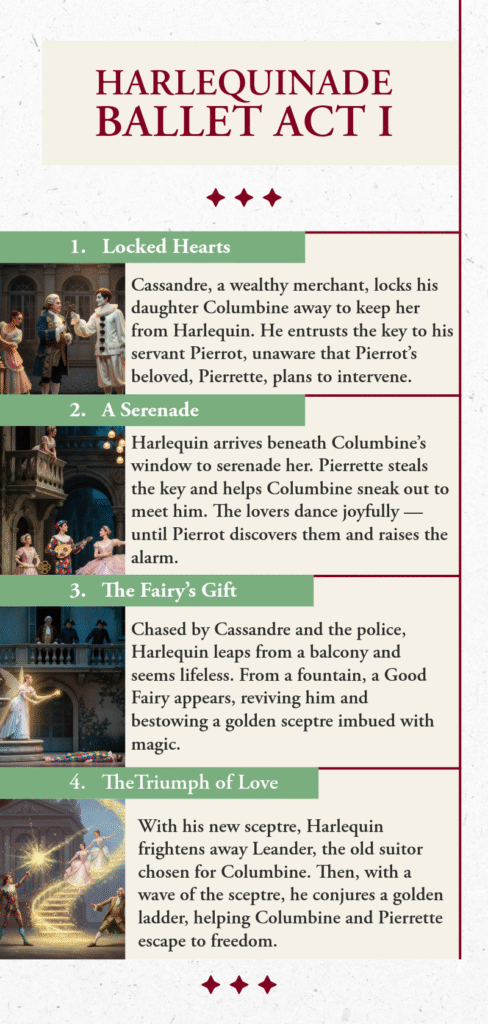 harlequinade ballet act I infographic
